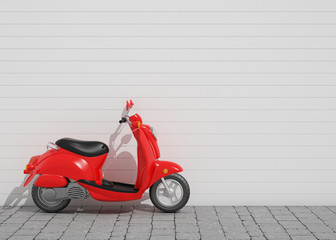 red vintage scooter, background