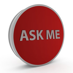 ask me circular icon on white background