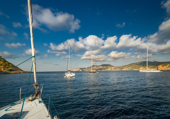 Fototapeta na wymiar Sailing yachts anchorage