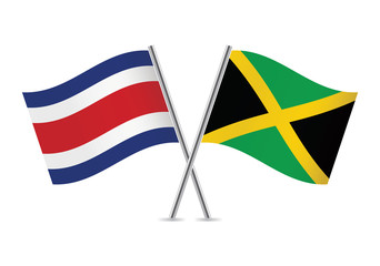 Jamaican and Costa Rican flags. Vector illustration.