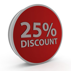 Discount 25 circular icon on white background