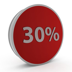 Thirty percent circular icon on white background
