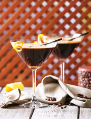 Espresso cocktail served on table