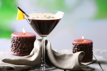 Espresso cocktail served on table