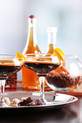 Espresso cocktail served on table