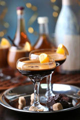 Espresso cocktail served on table