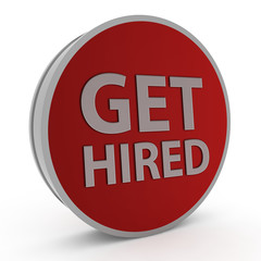 Get hired circular icon on white background