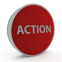Action circular icon on white background