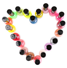 Colorful nail polishes isolated on white