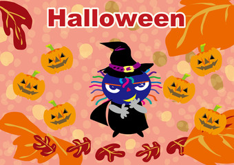 ハロウィンのカボチャと子供のイラスト