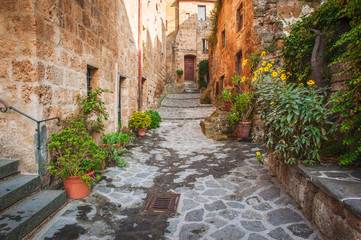 Fototapeta na wymiar Small alley in the Tuscan village