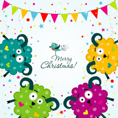 Template Christmas greeting card, vector