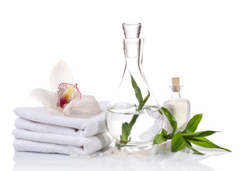 Spa setting on table on light background