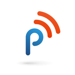 Letter P wireless logo icon design template elements