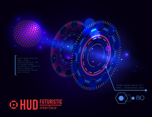 Futuristic HUD interface elements. Virtual touch user. Vector