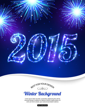 Happy New Year 2015 celebration concept on beautiful fireworks