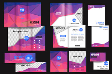 Set of corporate business stationery templates. Abstract