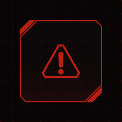 HUD interface with attention sign and exclamation mark. Vector