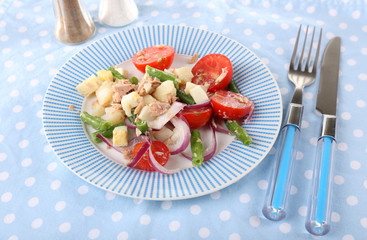 Fresh breakfast consisting of vegetable salad served
