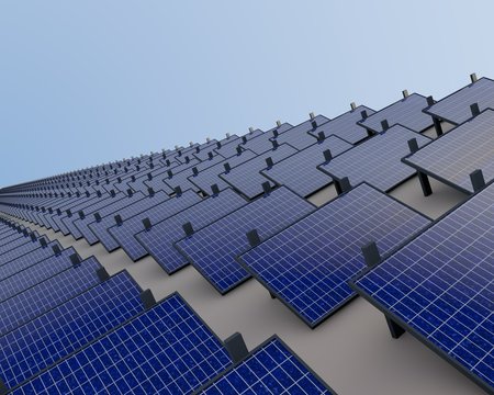 Duurzame energie - veld vol zonnepanelen
