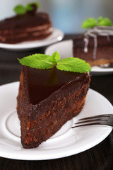 Pieces of chocolate cake