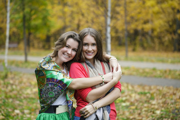 Naklejka premium Two Young beautiful women