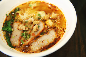 Thai food Tom yum noodle in Thai style