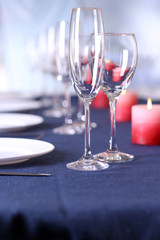 Table setting in restaurant