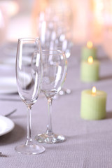 Table setting in restaurant