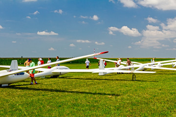 Gliders waiting to go into the air