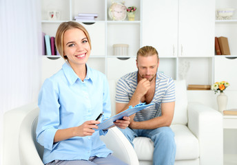 Young man on reception at psychologist