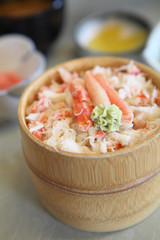 crab on rice , kanidon japanese food
