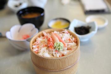 crab on rice , kanidon japanese food