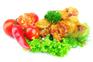 Homemade fried potato isolated on white