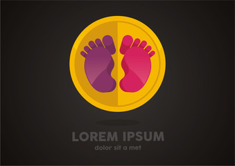 Child or toddler's colorful pair of footprint