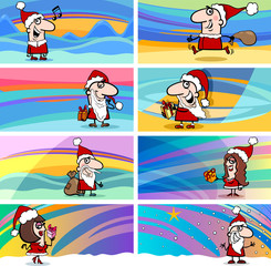 cartoon greeting cards with santa claus