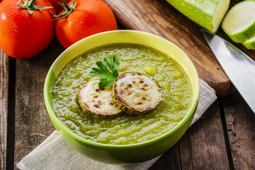 cream zucchini soup into a bowl © koss13