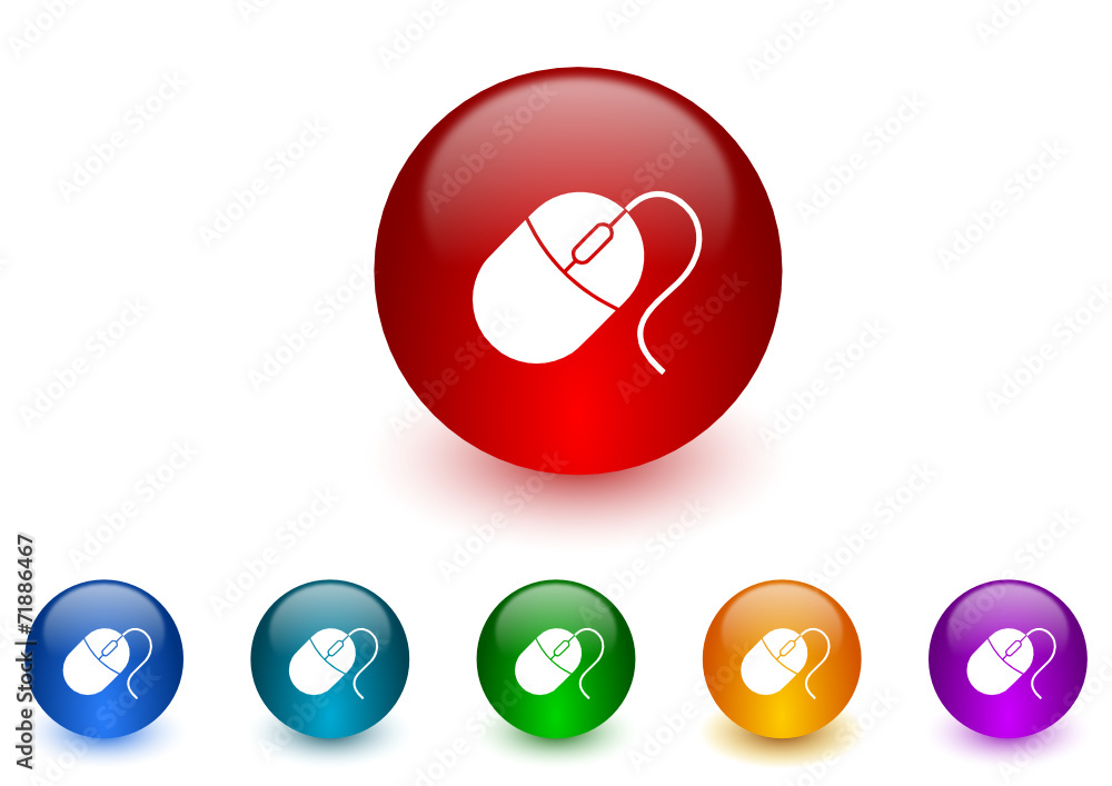 Poster mouse colorful vector icons set