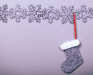 Christmas sock hanging on clean background