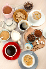Fresh coffee with several ingredients