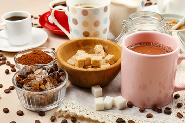 Fresh coffee with several ingredients