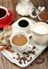 Fresh coffee with several ingredients