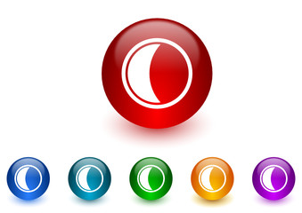 moon colorful vector icons set