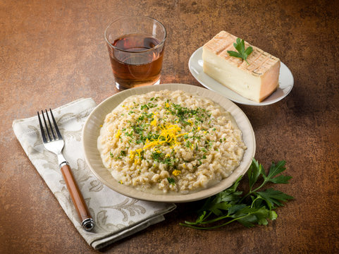 risotto with taleggio cheese lemon peel and parsley