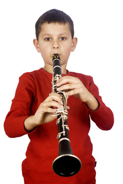 Young Boy Playing The Clarinet