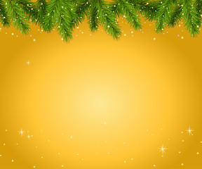 Fototapeta na wymiar Christmas golden background with branches