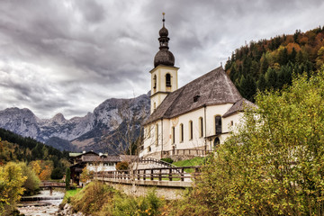 Fototapeta na wymiar Sebastian Church in Berchtesgaden