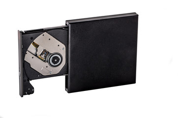 Obraz premium Portable slim external CD DVD burner writer isolated on white