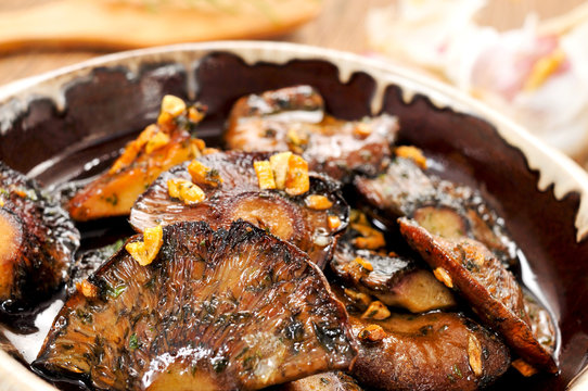 rovellons or niscalos, typical autumn mushrooms of Spain, sautee