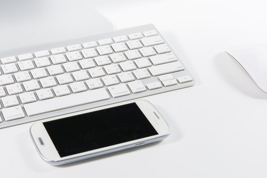 Keyboard mouse and smartphone isolated